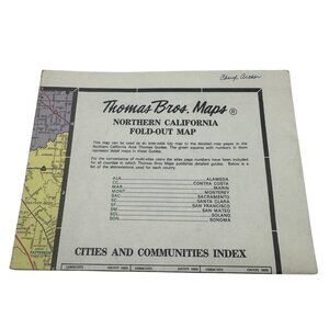Thomas Bros. Maps Northern California Fold-Out Map 1977 San Francisco Bay Area